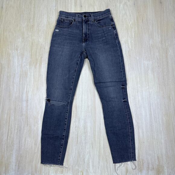 Lucky Brand Gray High Rise Skinny Bridgette Distressed Fray Hem Denim Jeans 2/26 - Picture 1 of 16